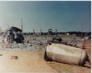 A view toward the complex after the explosion.